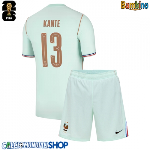 Maglie da calcio Francia Kante #13 Seconda Maglia Bambino Mondiali 2026  Manica Corta (+ Pantaloni corti)